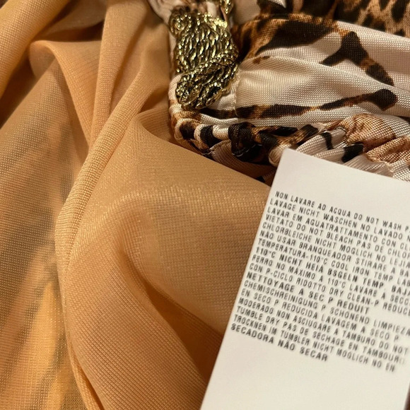 💎 Roberto Cavalli Class Midi Leopard & Floral Print Dress 48/14 large/xl EUC - Picture 7 of 15